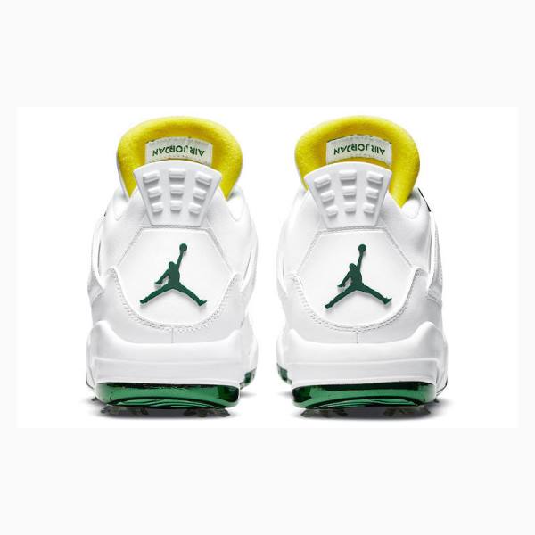 White / Green Men's Nike Golf Metallic Basketball Shoes Air Jordan 4 | JD-593AU