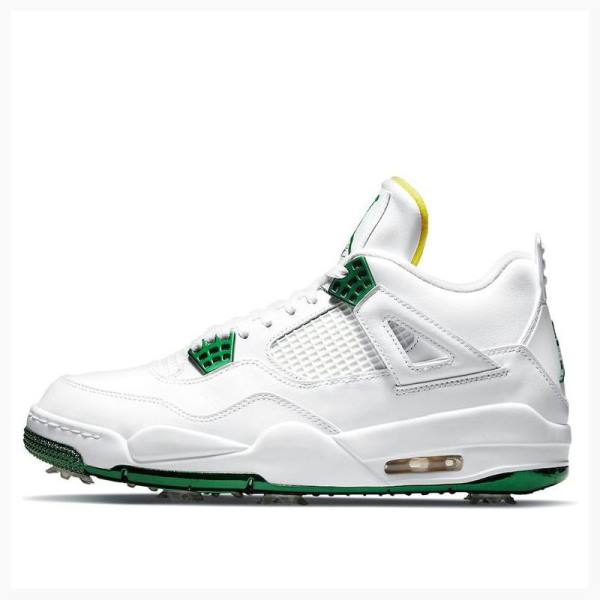 White / Green Men\'s Nike Golf Metallic Basketball Shoes Air Jordan 4 | JD-593AU