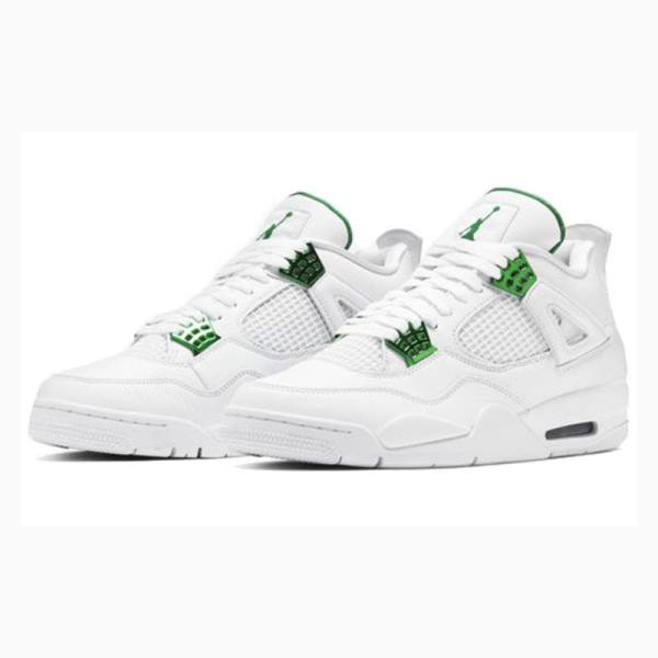 White / Green Men's Nike Retro Metallic Pack Basketball Shoes Air Jordan 4 | JD-691EA