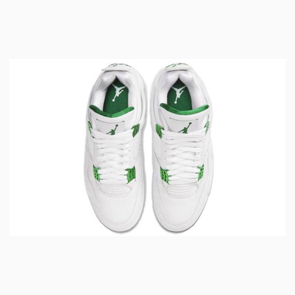 White / Green Men's Nike Retro Metallic Pack Basketball Shoes Air Jordan 4 | JD-691EA