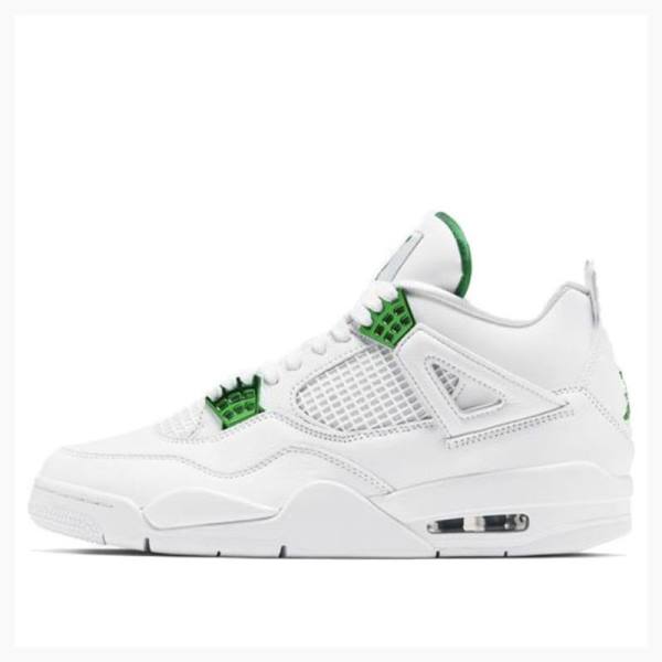 White / Green Men\'s Nike Retro Metallic Pack Basketball Shoes Air Jordan 4 | JD-691EA