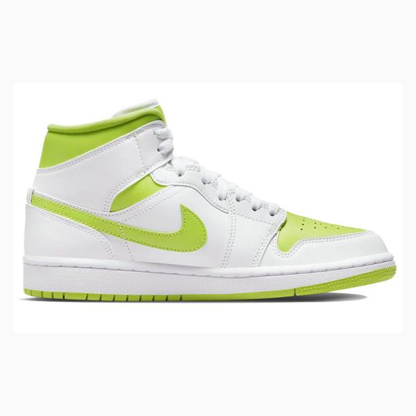 White / Green Women's Nike Mid Basketball Shoes Air Jordan 1 | JD-632ZQ