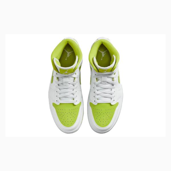 White / Green Women's Nike Mid Basketball Shoes Air Jordan 1 | JD-632ZQ