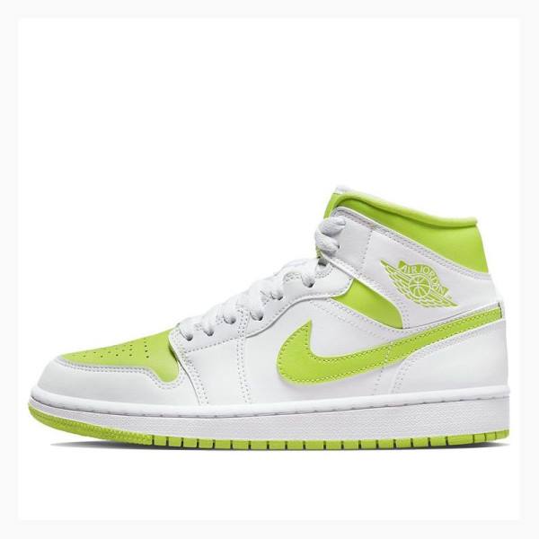 White / Green Women\'s Nike Mid Basketball Shoes Air Jordan 1 | JD-632ZQ