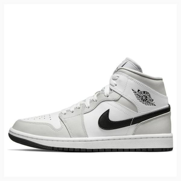 White / Grey / Black Women\'s Nike Mid Basketball Shoes Air Jordan 1 | JD-528ZU