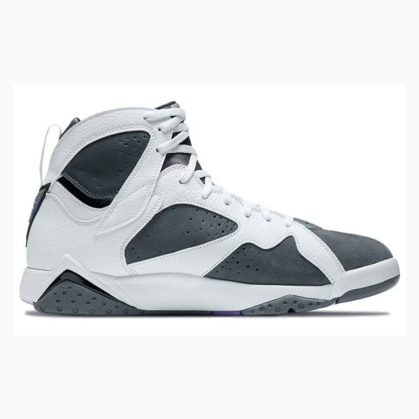 White / Grey Men's Nike Retro Flint Basketball Shoes Air Jordan 7 | JD-497ME