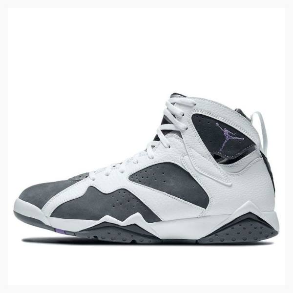 White / Grey Men\'s Nike Retro Flint Basketball Shoes Air Jordan 7 | JD-497ME