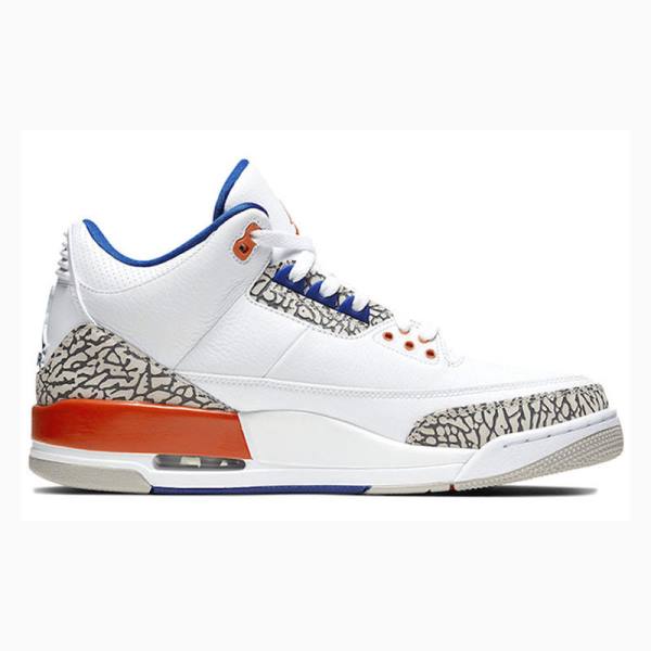 White / Grey / Orange Men's Nike Retro Knicks Basketball Shoes Air Jordan 3 | JD-372BO