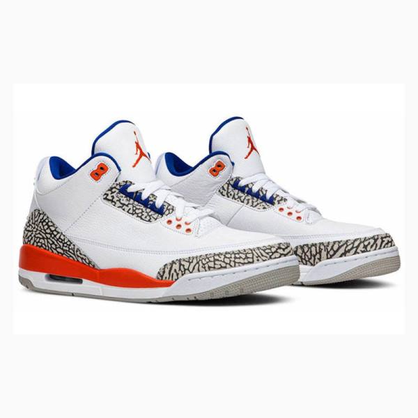 White / Grey / Orange Men's Nike Retro Knicks Basketball Shoes Air Jordan 3 | JD-372BO