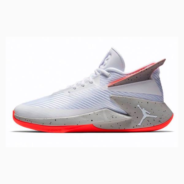 White / Grey / Red Men's Nike Fly Lockdown Basketball Shoes Air Jordan | JD-310GS