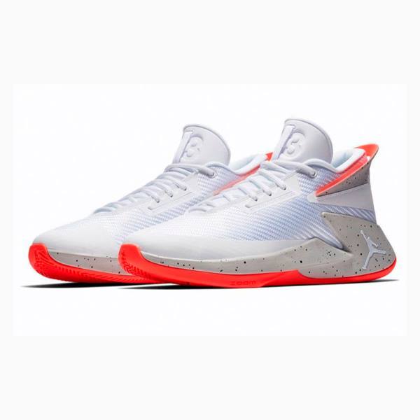 White / Grey / Red Men's Nike Fly Lockdown Basketball Shoes Air Jordan | JD-310GS