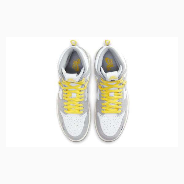 White / Grey / Yellow Men's Nike High Switch Basketball Shoes Air Jordan 1 | JD-089PY