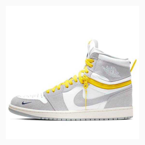 White / Grey / Yellow Men\'s Nike High Switch Basketball Shoes Air Jordan 1 | JD-089PY