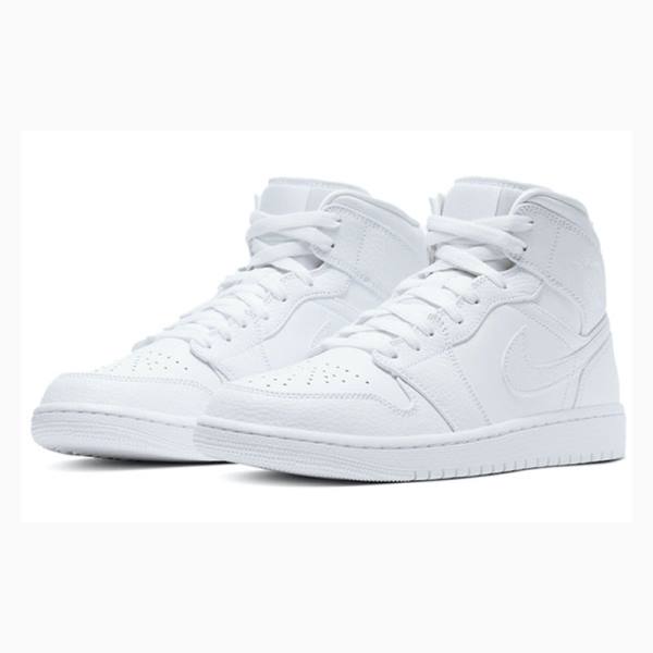 White Men's Nike Mid Basketball Shoes Air Jordan 1 | JD-078BS