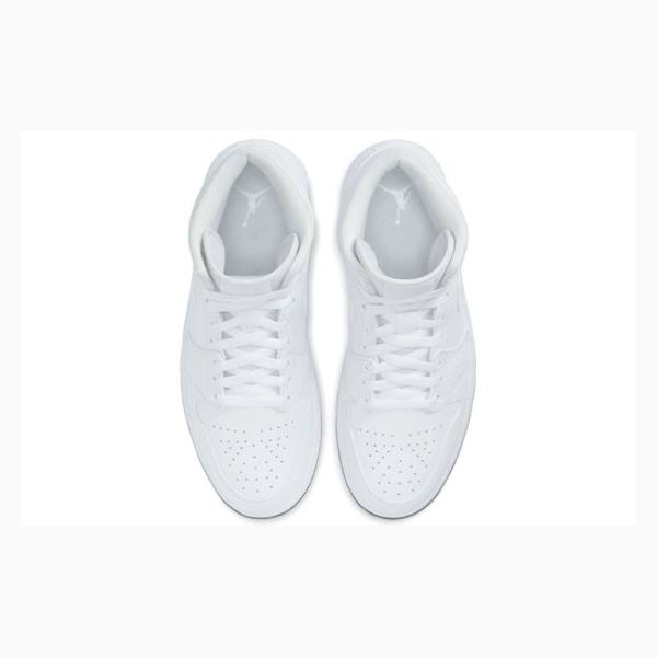 White Men's Nike Mid Basketball Shoes Air Jordan 1 | JD-078BS