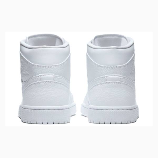 White Men's Nike Mid Basketball Shoes Air Jordan 1 | JD-078BS