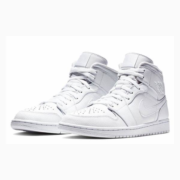 White Men's Nike Mid Basketball Shoes Air Jordan 1 | JD-429UT