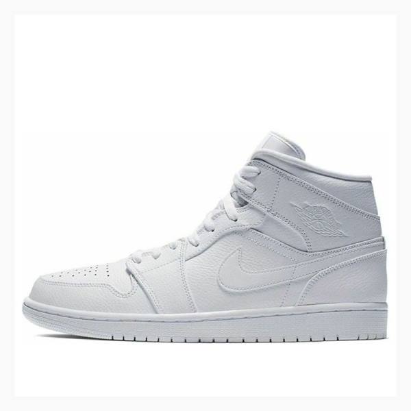 White Men\'s Nike Mid Basketball Shoes Air Jordan 1 | JD-429UT