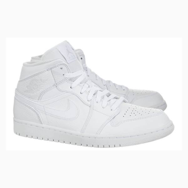 White Men's Nike Mid Triple Basketball Shoes Air Jordan 1 | JD-651UH