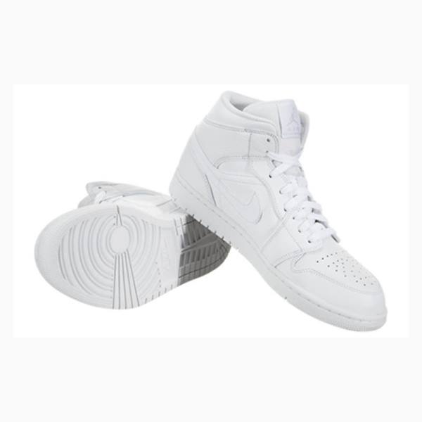 White Men's Nike Mid Triple Basketball Shoes Air Jordan 1 | JD-651UH