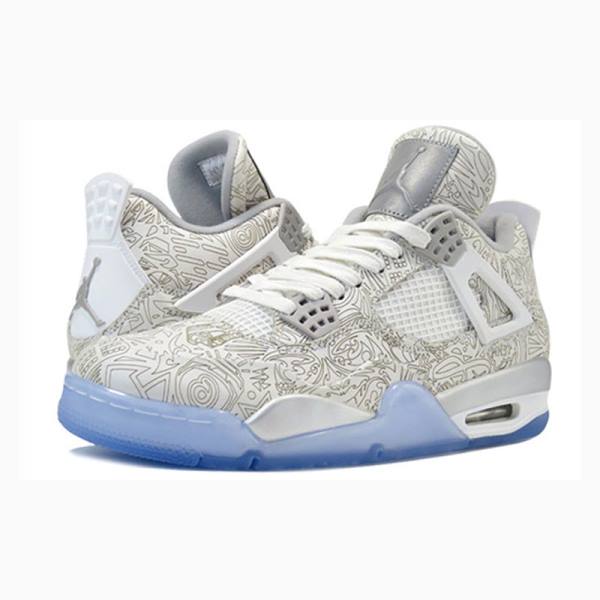 White Men's Nike Retro Laser Basketball Shoes Air Jordan 4 | JD-140MS