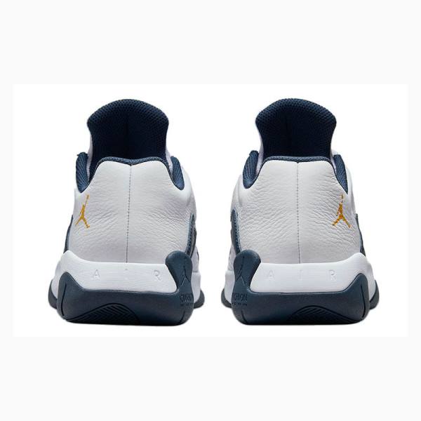 White / Navy Men's Nike CMFT Low Michigan Armory Sneakers Air Jordan 11 | JD-490MH