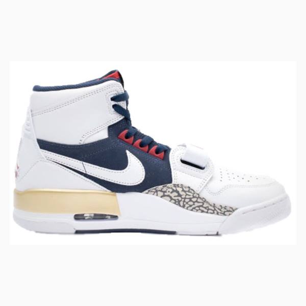 White / Navy Men's Nike Legacy 312 Dream Team Basketball Shoes Air Jordan | JD-930KE