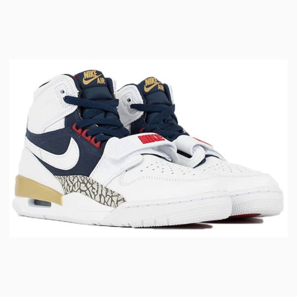 White / Navy Men's Nike Legacy 312 Dream Team Basketball Shoes Air Jordan | JD-930KE