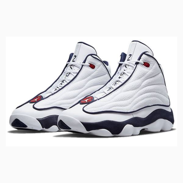 White / Navy Men's Nike Pro Strong Basketball Shoes Air Jordan | JD-601AO