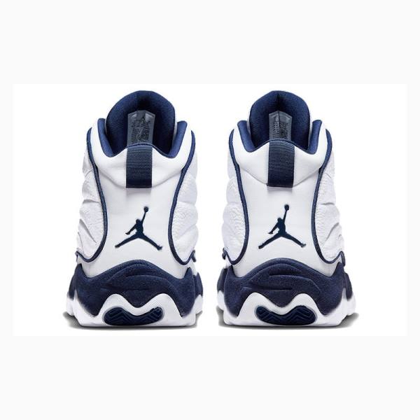 White / Navy Men's Nike Pro Strong Basketball Shoes Air Jordan | JD-601AO