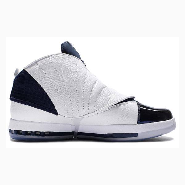 White / Navy Men's Nike Retro Basketball Shoes Air Jordan 16 | JD-437ZG