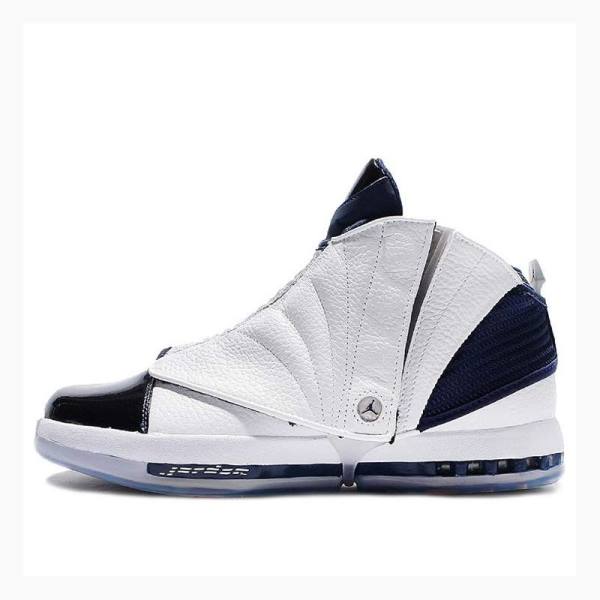 White / Navy Men\'s Nike Retro Basketball Shoes Air Jordan 16 | JD-437ZG