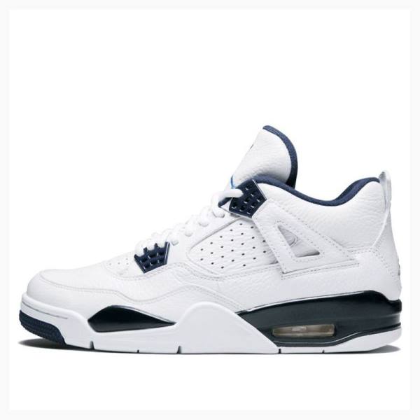 White / Navy Men\'s Nike Retro LS Legend Basketball Shoes Air Jordan 4 | JD-865ZT