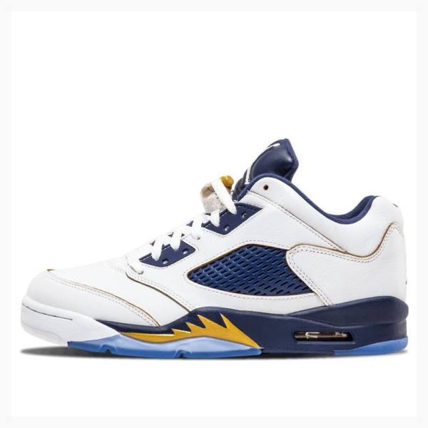 White / Navy Men\'s Nike Retro Low Dunk From Above Sneakers Air Jordan 5 | JD-479VJ