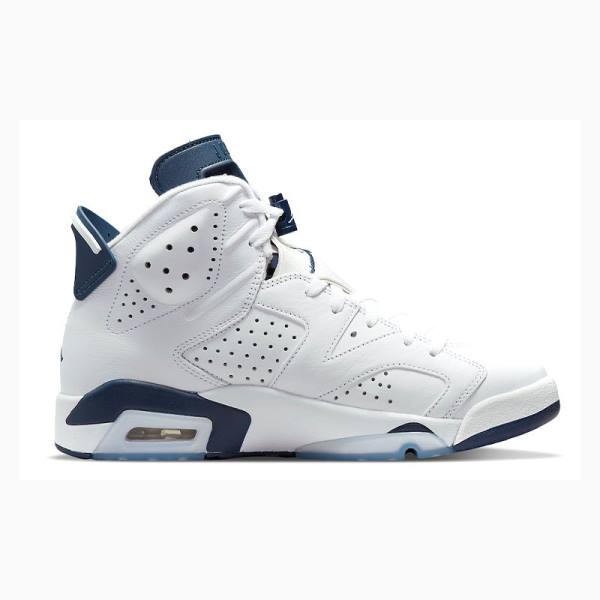 White / Navy Men's Nike Retro Midnight Basketball Shoes Air Jordan 6 | JD-562QT