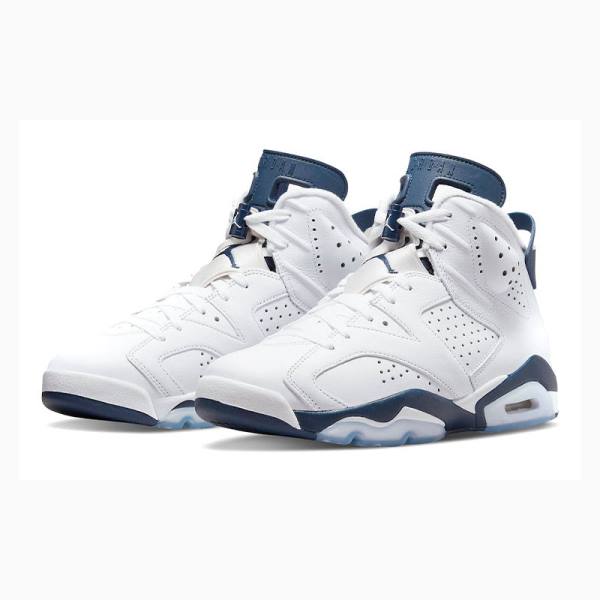 White / Navy Men's Nike Retro Midnight Basketball Shoes Air Jordan 6 | JD-562QT