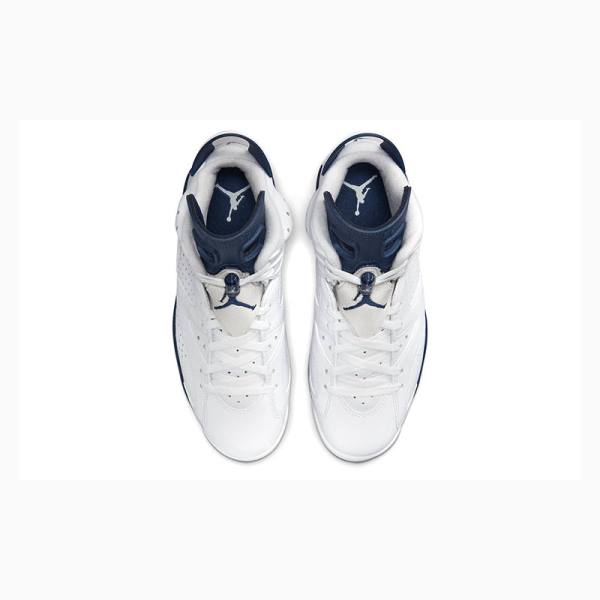 White / Navy Men's Nike Retro Midnight Basketball Shoes Air Jordan 6 | JD-562QT