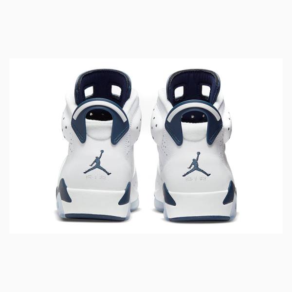 White / Navy Men's Nike Retro Midnight Basketball Shoes Air Jordan 6 | JD-562QT