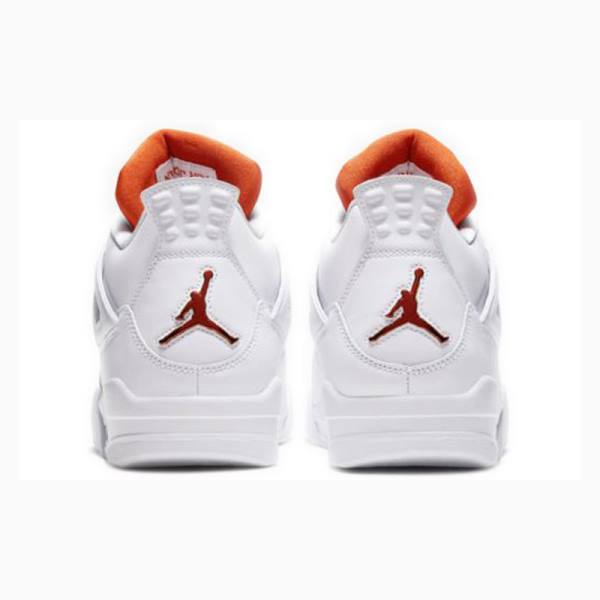 White / Orange Men's Nike Retro Metallic Pack Basketball Shoes Air Jordan 4 | JD-267JG