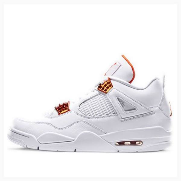 White / Orange Men\'s Nike Retro Metallic Pack Basketball Shoes Air Jordan 4 | JD-267JG