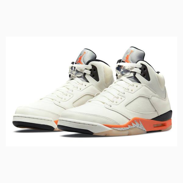 White / Orange Men's Nike Retro Shattered Backboard Basketball Shoes Air Jordan 5 | JD-876GP