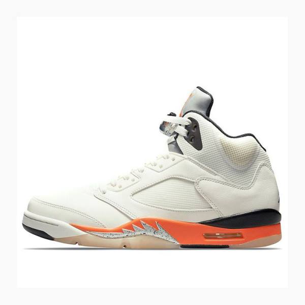 White / Orange Men\'s Nike Retro Shattered Backboard Basketball Shoes Air Jordan 5 | JD-876GP