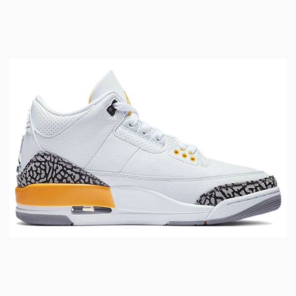 White / Orange Women's Nike Retro Laser Basketball Shoes Air Jordan 3 | JD-564VO