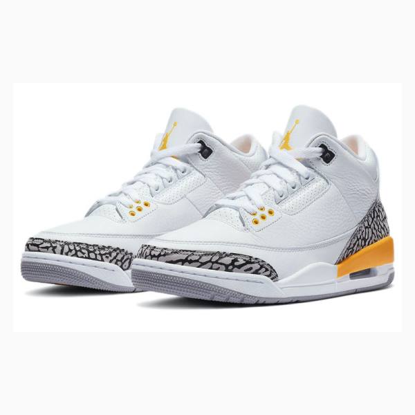 White / Orange Women's Nike Retro Laser Basketball Shoes Air Jordan 3 | JD-564VO