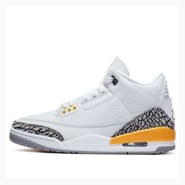 White / Orange Women\'s Nike Retro Laser Basketball Shoes Air Jordan 3 | JD-564VO