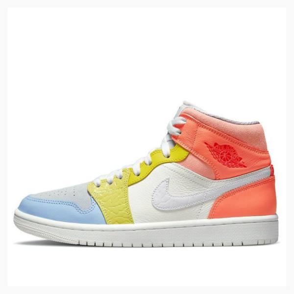 White / Orange / Yellow Women\'s Nike Mid \'To My First Coach\' To My First Coach (W) Basketball Shoes Air Jordan 1 | JD-961DF