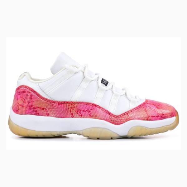 White / Pink Women's Nike Retro Low 'Snakeskin' Sneakers Air Jordan 11 | JD-240CP