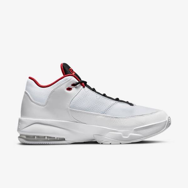 White / Platinum / Black / Red Men's Nike Max Aura 3 Basketball Shoes Air Jordan | NK109HRE