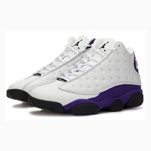 White / Purple / Black Men's Nike Retro Lakers Basketball Shoes Air Jordan 13 | JD-910IJ