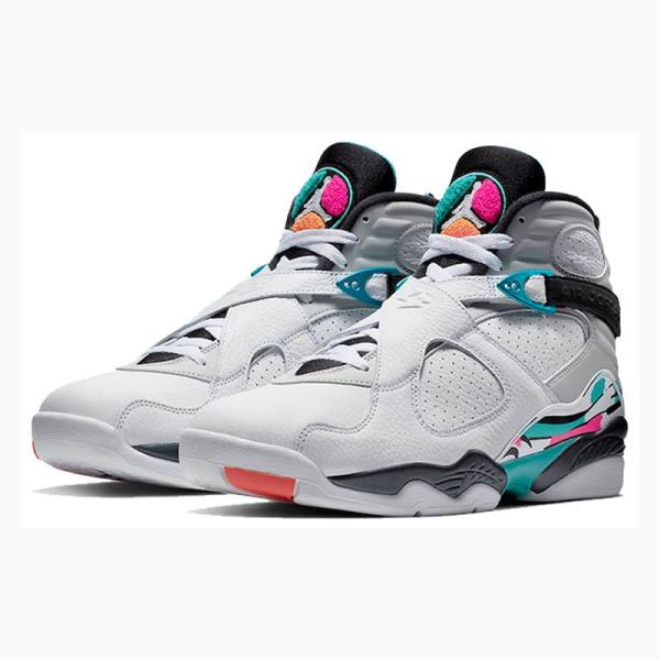 White / Purple / Blue Men's Nike Retro South Beach Basketball Shoes Air Jordan 8 | JD-047MK